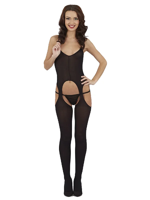 Opaque Suspender Bodystocking - One Size