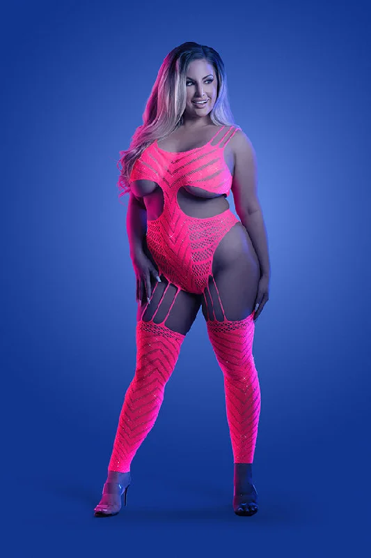 Wavelength Cutout Rhinestone Teddy Bodystocking